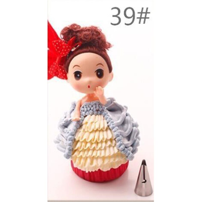 Wedding Cake Decorating Icing Stainless Steel Russian Nozzles Skirt Cake Nozzles Piping Tips Pastry Silicone Cake Tool: 39