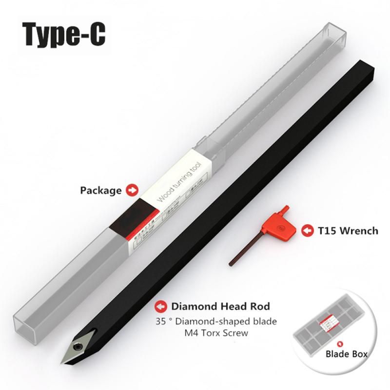 Wood Lathe Turning Tool Holder Rotary Chisel Round/Diamond/Square/R Woodworking Turning Tool Lathe: 03