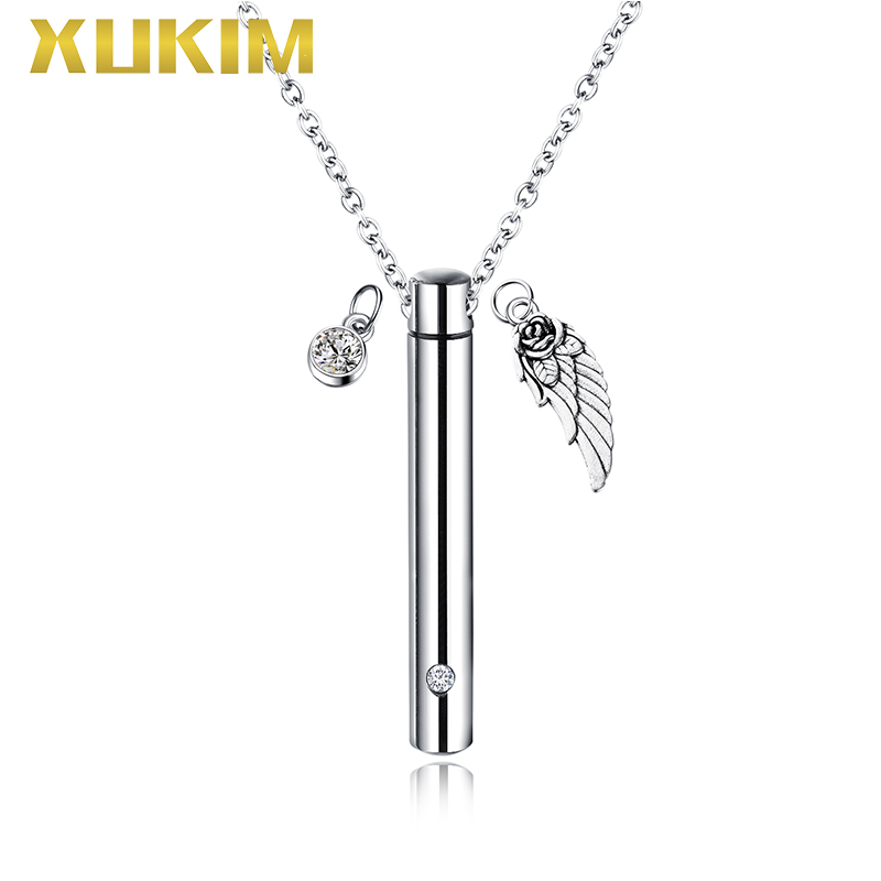 WPO407-8 Xukim Sieraden Parfum Ketting Charms Cilinder Huisdier Bot As Box Hanger Ketting: Silver Charm