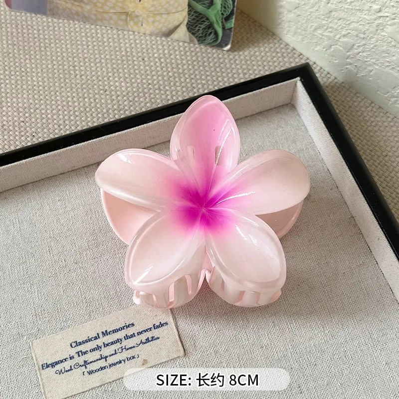 8CM Gradient Large Flower Acrylic Hair Clip For Women Sweet Hair Claws Crab Clamp Barrettes Hawaiian Headwear Accessories: Yellow