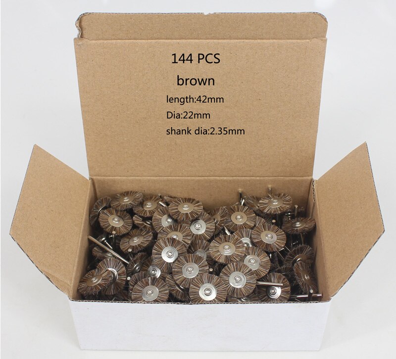 100pcs/144pcs Abrasive Brushes Dremel Accessories Polishing Wheel Set Suit for Dremel Rotary Tools T Shape 22*2.35mm: 144pcs brown