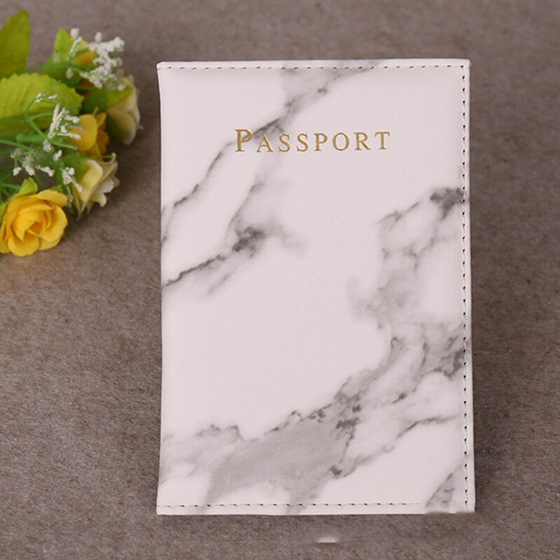 1 PC Marbled Printed Passport Cover Travel Passport Holder Protector Cover PU Leather Travel ID Card Holder Bag: GY