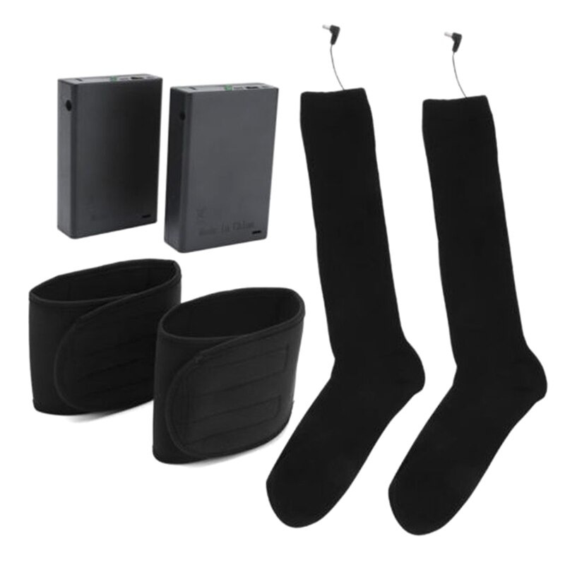 Calcetines calefactores eléctricos para hombre y mujer, calcetines largos de algodón con calefacción, funciona con pilas, almacenamiento térmico