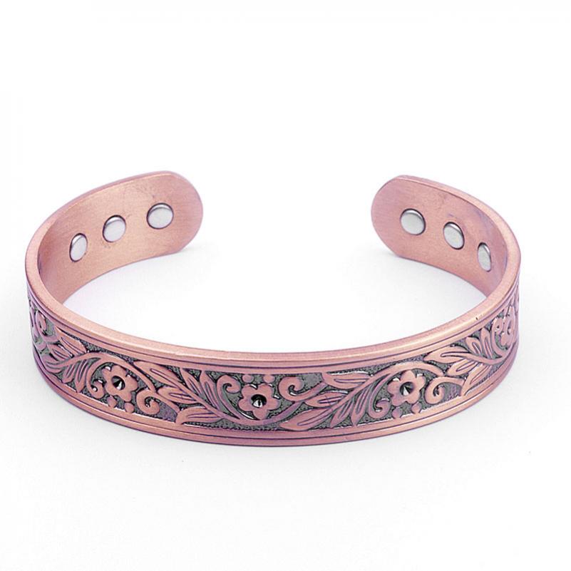 Trend Magnetische Rood Koper Anti Vermoeidheid Armband Pruimenbloesem Breed Gezicht Koperen Armband