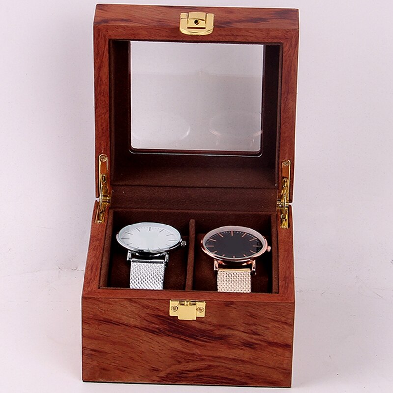 2 Slots Houten Horloge Vitrine, Gl Overgoten Houten Horloge Vitrine Horloge Sieraden Organizer