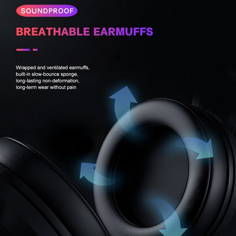 G100 Gaming Headset Surround Stereo Headset with Noise-Cancelling Mic and LED Light, for PS4 One Laptop Smart Phone