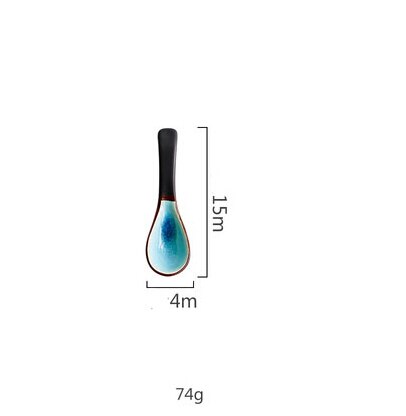 Smalto per ghiaccio smalto stoviglie in ceramica piatti per la casa ciotole di riso piatti di pesce al vapore piatti da pranzo in porcellana blu piatto da Dessert: Spoon