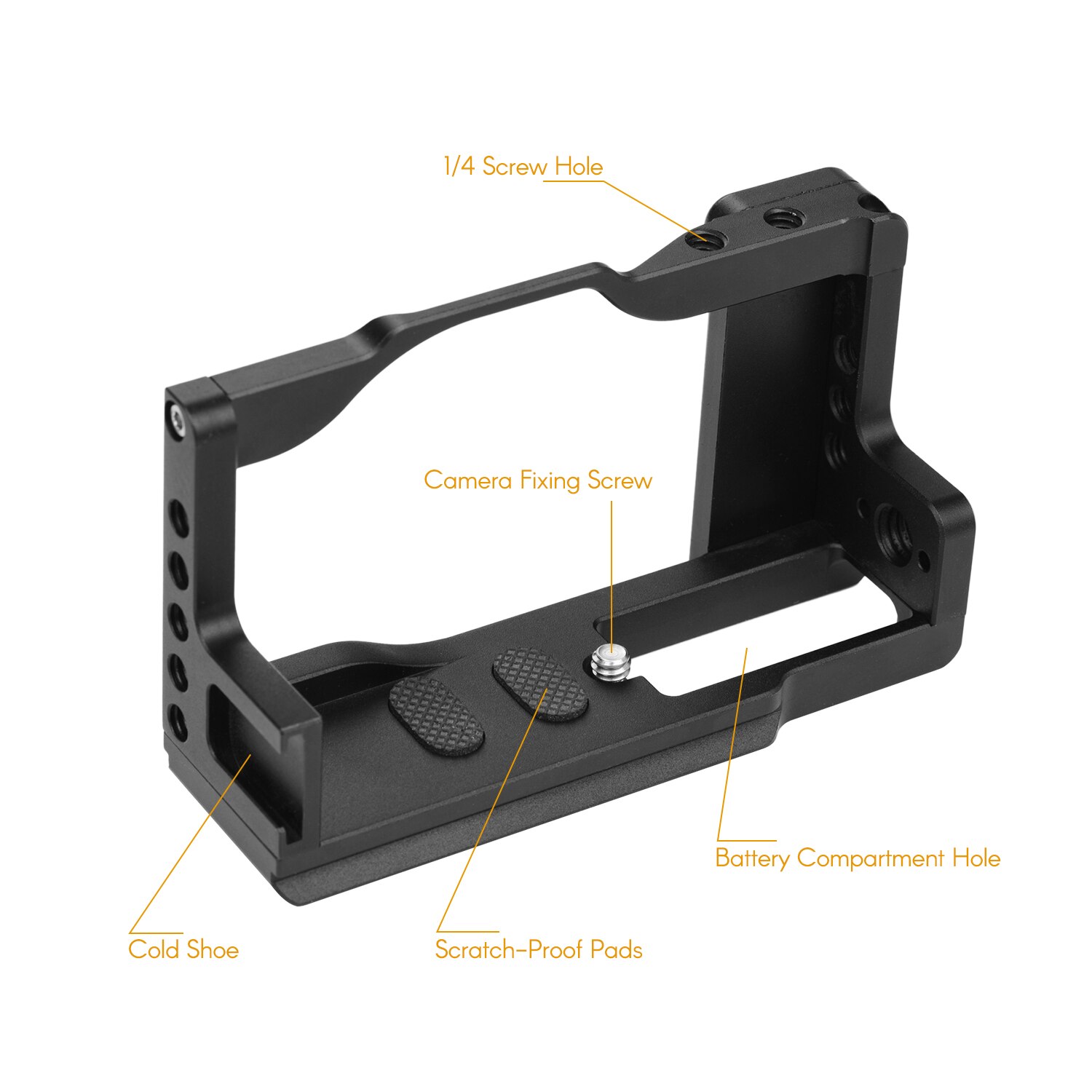 Andoer Video Accessories Camera Cage Kit Aluminum Alloy Camera Case Bracket with Holes Cold Shoe for Canon G7X Mark III Cameras