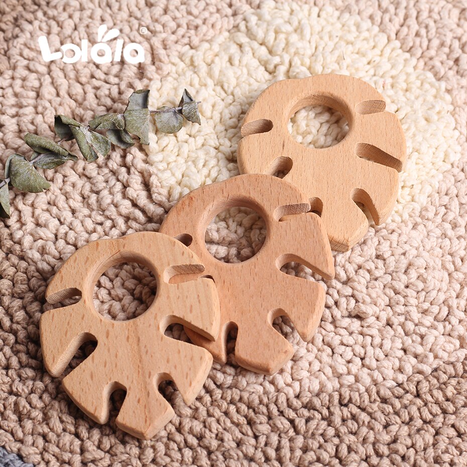 20pcs Wood Teether 20Pc Pure Natural Maple Leaf Shaped Baby Teething Nursing Beech Teether Baby DIY Pendant Toy Christmas