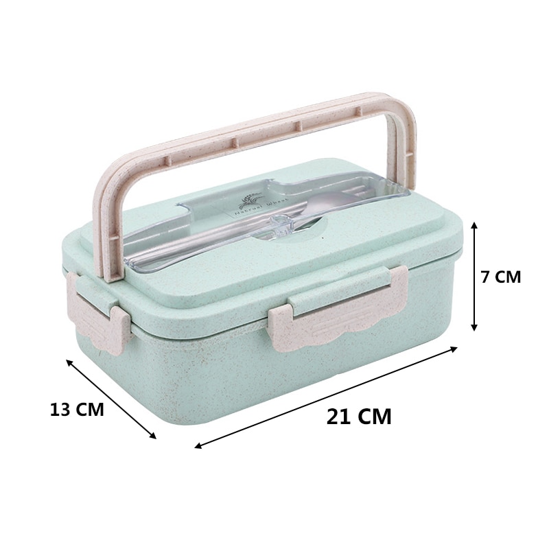 BPA Gratis Draagbare Lunch Box Milieuvriendelijke Tarwe Stro Draagbare Microwaveble Bento Box Voedsel Opslag Container Voor Kinderen Student