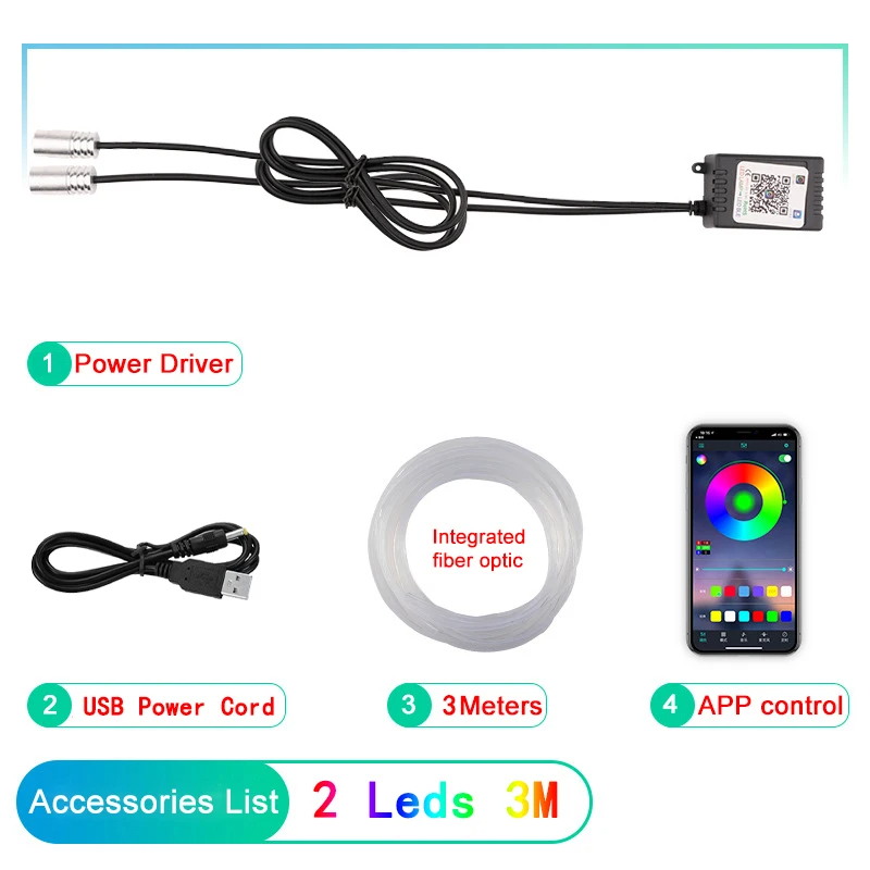 Tira de luces LED para Interior de coche, Kit de iluminación de neón de fibra óptica RGB con Control remoto por aplicación, lámparas decorativas automáticas