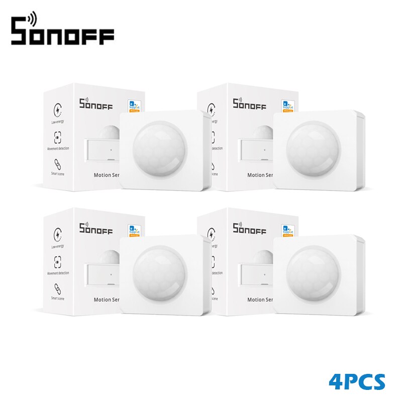 SONOFF – capteur de mouvement EWelink PIR3-RF 433MHz, commutateur bi, alarme de sécurité, Notification, fonctionne avec SONOFF RF Bridge: 4 PCS