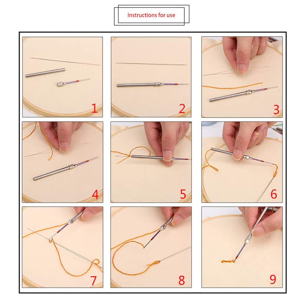 5Pcs Embroidery Stitching Punch Needle Cross Stitch Tools Crochet Knitting Needle Punch Needle Sets with Bottle DIY Sewing Tools