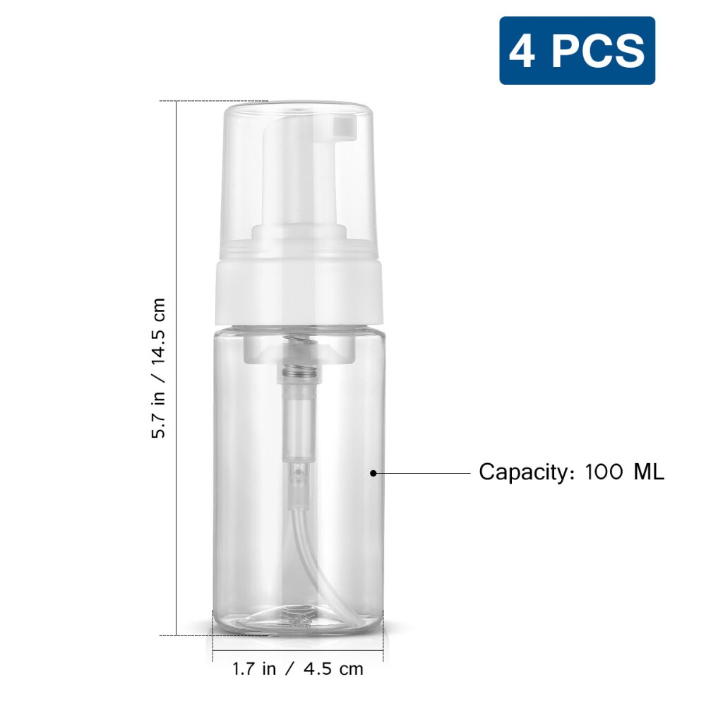 Ounona 4 Pcs Plastic Dispenser Flessen Pomp Dispenser Herbruikbare Lege Flessen Hervulbare Reiziger Containers (100Ml)