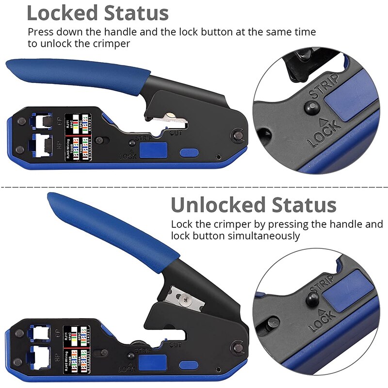 RJ45 Crimping Tool Kit Stripping Pliers CAT5 CAT5e CAT6 Crimping Pliers RJ11/RJ12 6P 8P Modular Crimper Cable Stripping Pliers