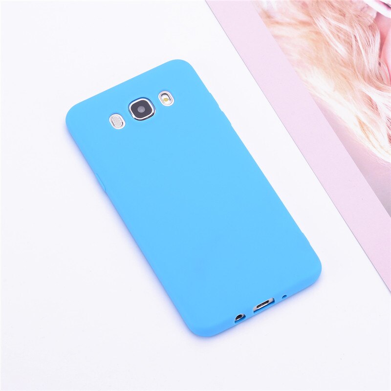 Siliconen Cases Voor Samsung Galaxy J7 J710 J710F Candy Kleur Silicone Soft TPU Phone Case Voor Samsung J7 cover: Light Blue