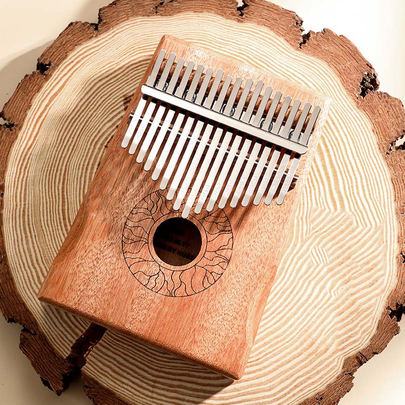 Portable 17 Key Kalimba Thumb Finger Piano Made By Single Board Wood Mahogany Mbira Body Calimba Musical Instrument: 2