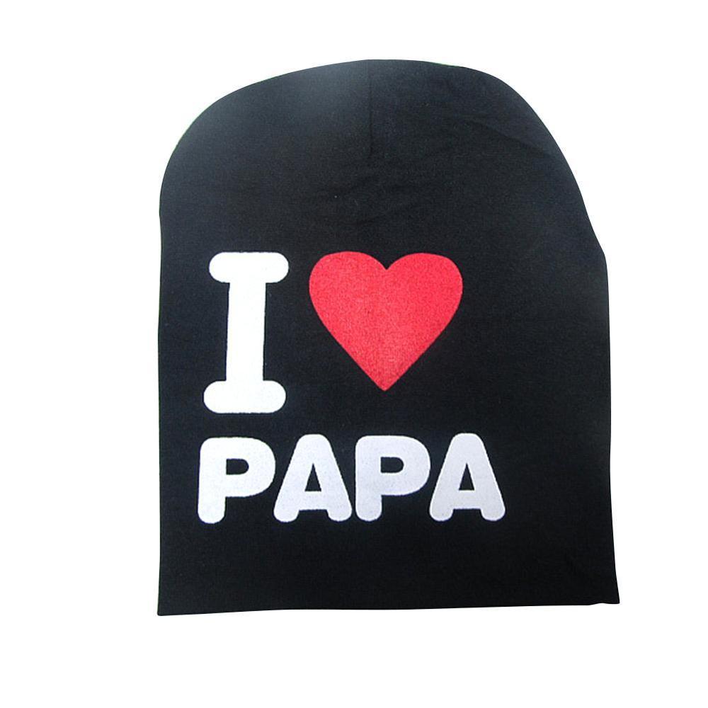 Brief Druck Baby Hut ICH Liebe MAMA PAPA Baby Junge Mädchen Kappe Nette Gestrickte Baumwolle Warme Kinder Beanie Hut Frühling herbst