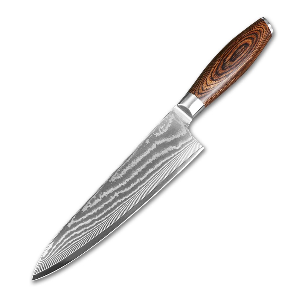 JUMCSONG-cuchillo de cocina para el hogar, utensilio de cocina de 67 capas, de acero damasco, para Chef, Santoku Nakiri Sashimi: D