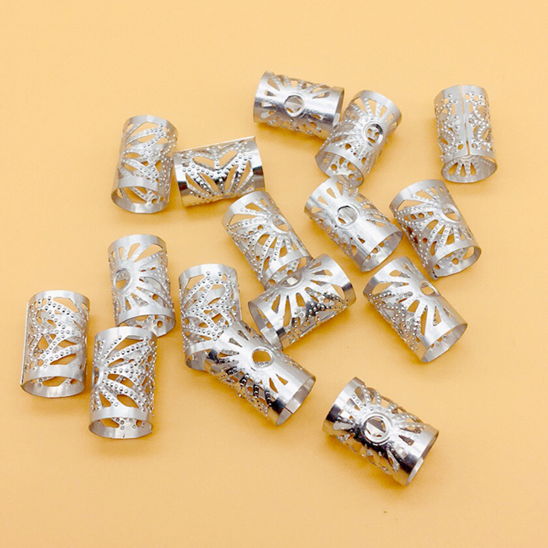 Anillos de oro y plata para trenzas, joyería para trenzas, cuentas de tubo de Rastas, puños trenzados ajustables, estilo de cabello hueco, 90 piezas, 30 piezas: Gris oscuro