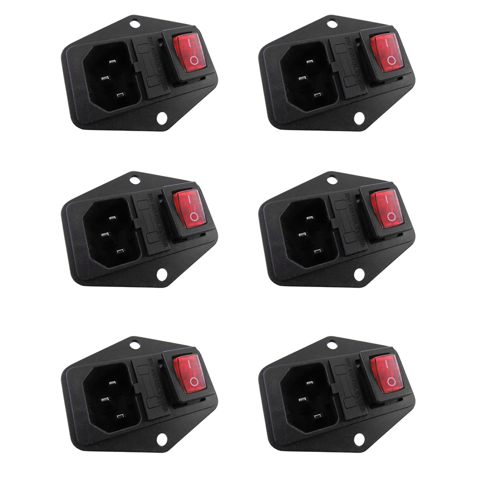10A 250V AC Computer Apparatus 1Pcs 3 Pin Male Safe Power Socket Red LED Switch Copper Inlet Connector Plug