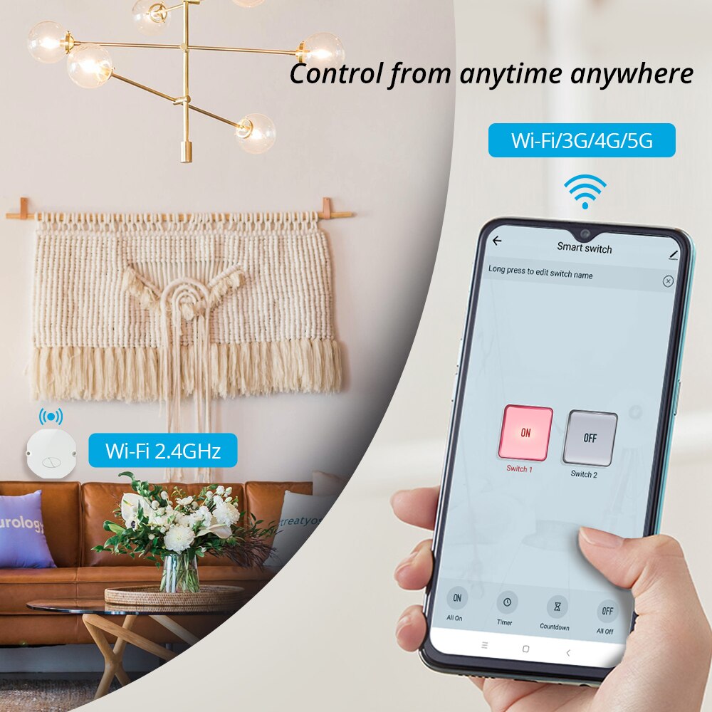 Zemismart Tuya WiFi Switch Module Mini Switch Base Alexa Google Home Control 2 Gangs 2 Ways
