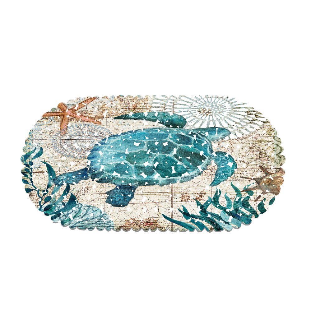 Turtle Underwater World Ocean Bath Mat PVC Anti Slip Douche Bathroom Mat Shower Pad Kitchen Carpets Home Decoration: A1