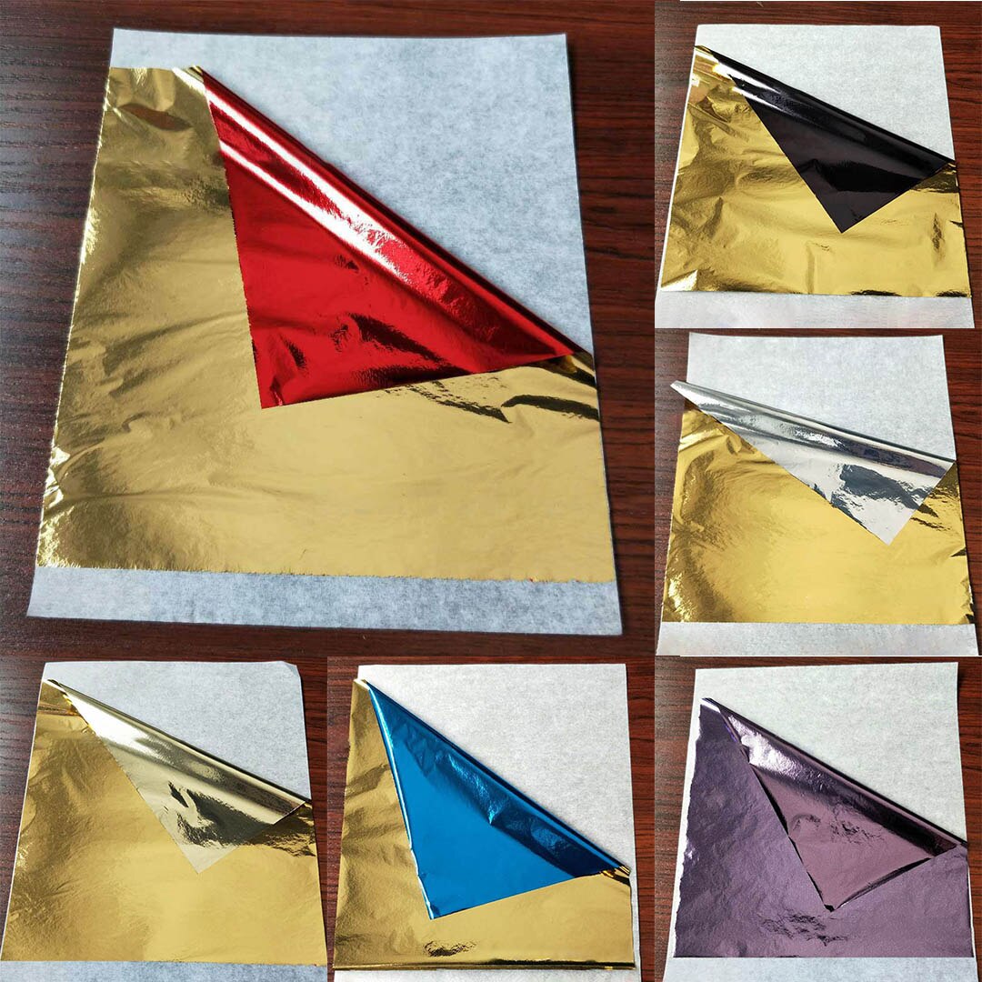 100 Sheets/Pack Imitatie Goud Zilver Diy Decoratie Vergulden Art Ambachtelijke Papier Aluminiumfolie Folie Papier 14*14cm
