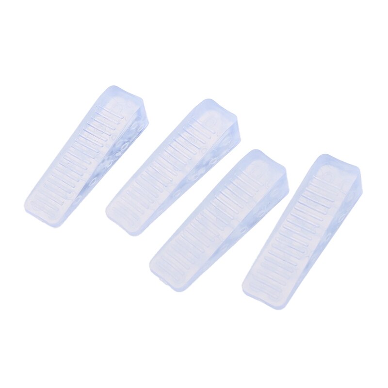 Home Office Clear Plastic Door Wedge Stopper Block 4 Pcs: Default Title