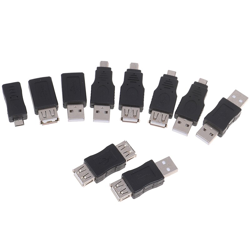 10pcs/set USB Adapter Gadgets OTG USB Male To Female Micro USB Mini Changer Adapter Converter