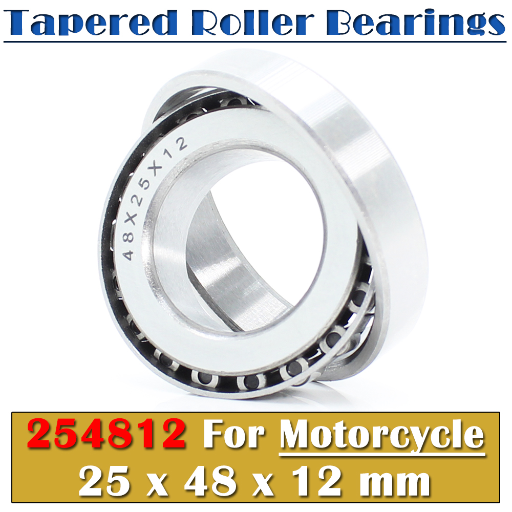 Rodamiento de cabeza de dirección para motocicleta, rodamientos cónicos 254812 de 25x48x12mm, 1 unidad