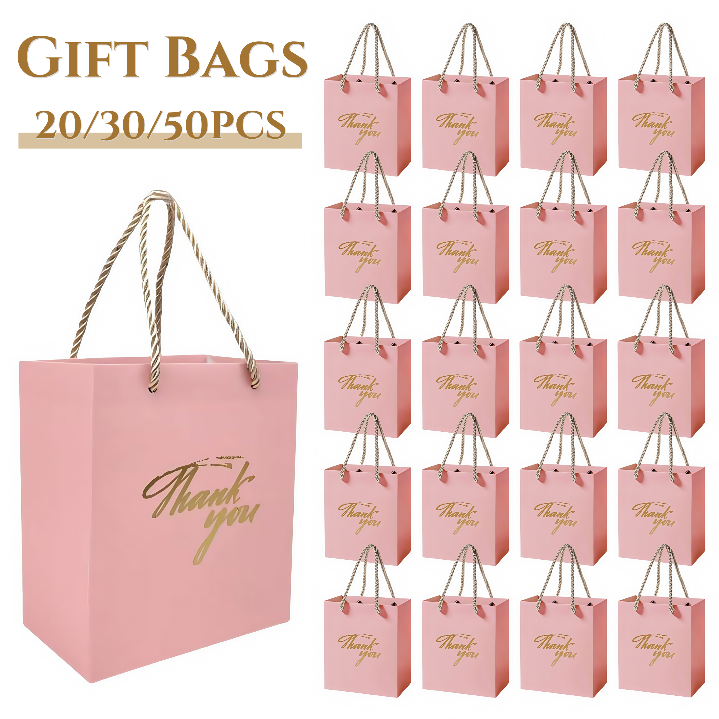 20-50 Pack Huwelijkscadeauzakjes Kleine Dank U Cadeauzakjes met Handvatten Mini Cadeau Papieren Zakken Bulk Babyshower Verjaardagsfeestje Gunsten