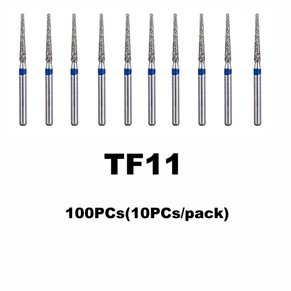100PCs Dental Diamond Burs Drill Dentistry Burs Dia-burs for High Speed Handpiece Handle Diameter 1.6mm Dentist Tools BR31 FO32: 100PCs TF-11