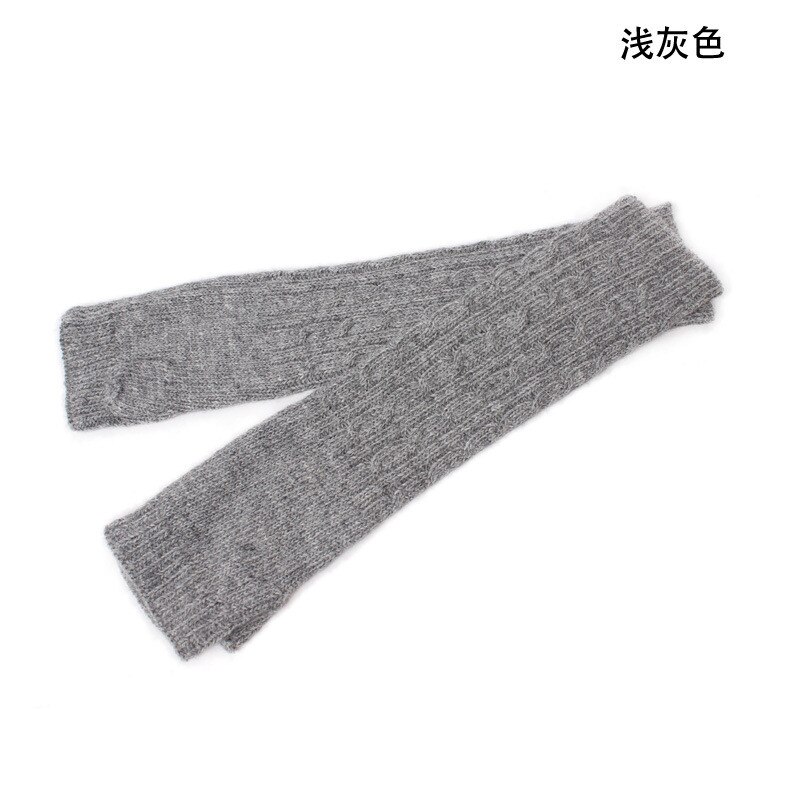 Ensfarget håndstrikkede damehansker håndledd langarm varmere vinter fingerfri strikkevott: Grå
