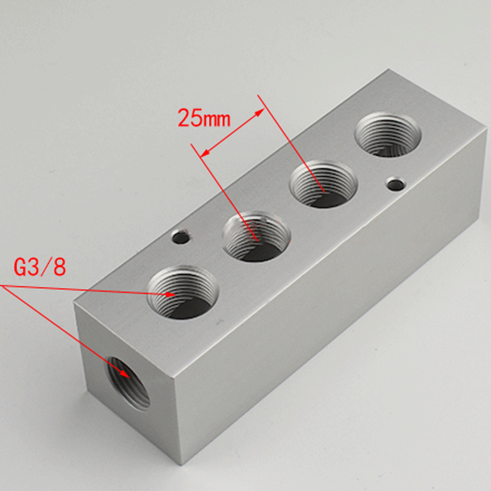 BSP-Bloque de colector de aire de aluminio sólido, compresor de aire neumático, divisor cuadrado de 3/8 pulgadas, 35x35mm, 2, 3, 4, 5, 6, 7, 8, 10, 12 vías: Azul
