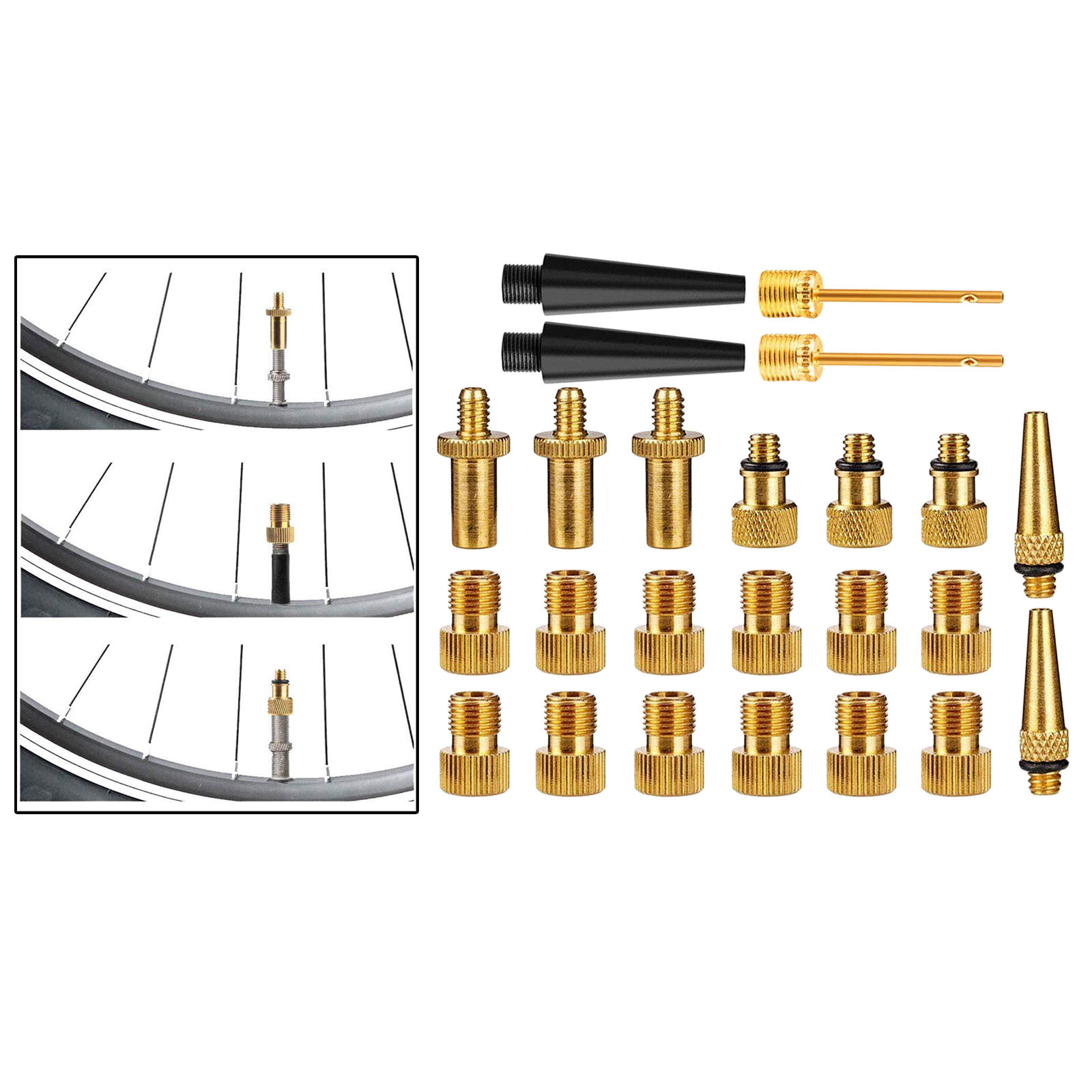 Pump Adapter: Schrader Valve, Presta Valve, Tire Valve Adapter, Tire Pump Adapter: 24pcs set 2