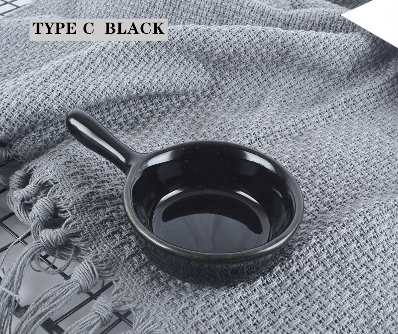 Poignée courte en céramique petit pot à lait plat de sauce salade de style européen plat de sauce tomate vaisselle de cuisine: TYPE C BLACK