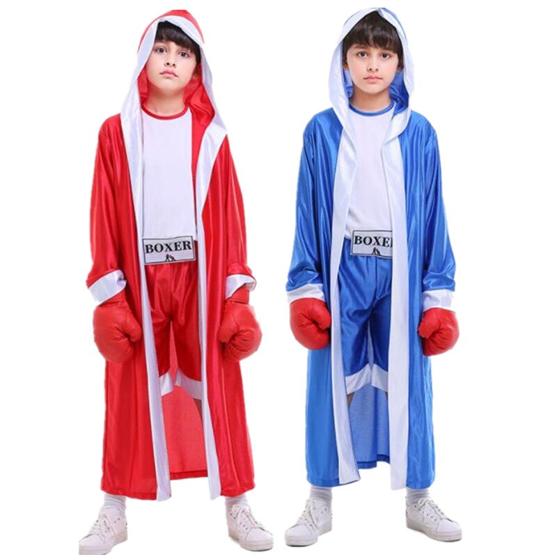 Enfants garçons filles rouge bleu Boxer Cosplay enfants boxe Match Performance Costumes fête décoration Costume Halloween