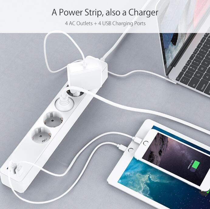 Smart Wifi Power Strip Eu Uitschuifbare Socket Met 4 Plug En 4 Usb Socket Poort Compatibel Met Alexa En Google nest