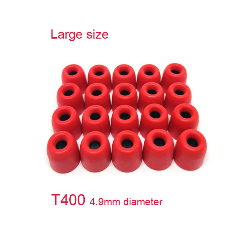20 st /10 par anjirui  t400 4.9mm (  l ms ) caliber öronproppar bomull för öron hörlursspetsar skum minnessvamp öronkudde: T400 (  l) röd