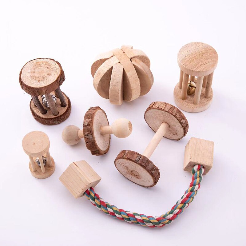 Petit Hamster en bois molaire jouets à mâcher Animal écureuil néerlandais cochon sport exercice soins dents jouets créatifs fournitures pour animaux de compagnie