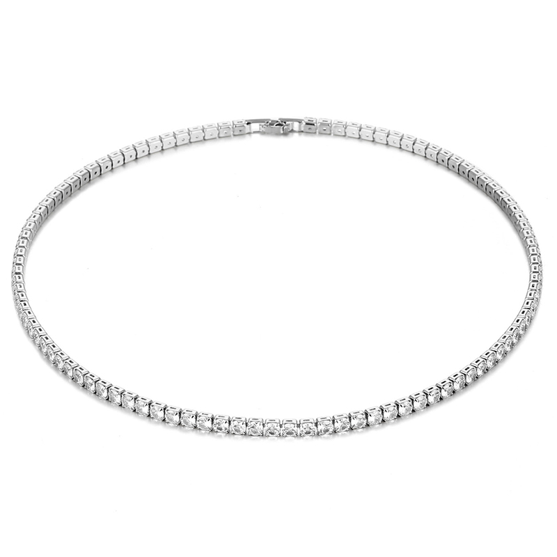 4mm iced out tenniskedjehalsband för kvinnor lyxigt aaa+ kubisk zirkon kort hippophalsband accessoarer smycken 2023: Koboltviolett