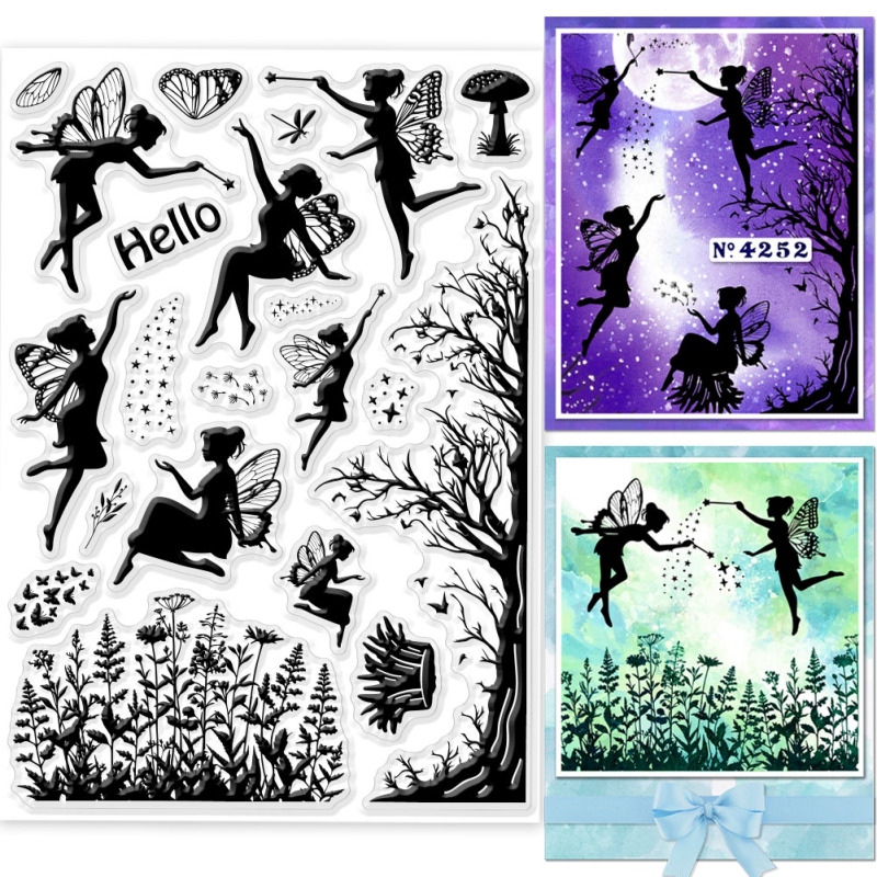 1pc fe-klare stempler til gør-det-selv scrapbooking blomster træ silikone stempelforseglinger gennemsigtige stempler til kortfremstilling fotoalbum: Hvid