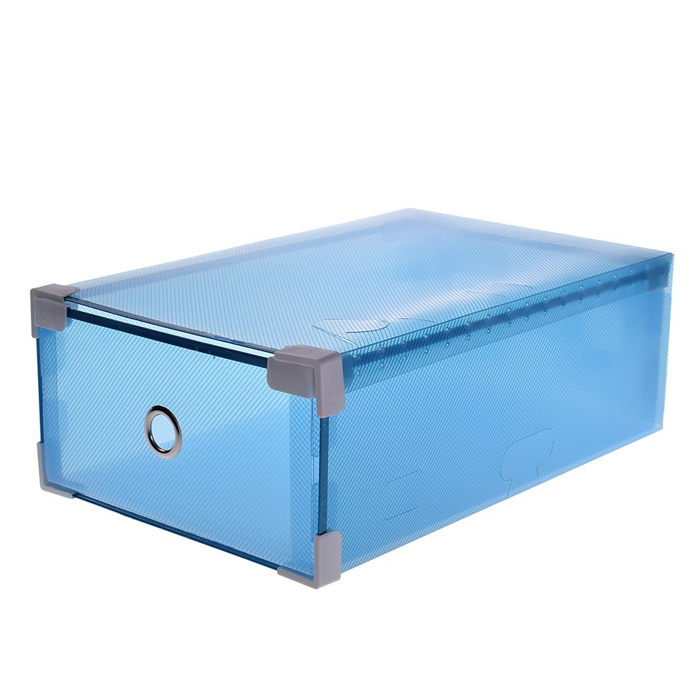 1 adet çocuk/kadın/erkek ev Plastik Ayakkabı saklama kutusu ve Çekmece Organizatör Istiflenebilir Katlanabilir Şeffaf ev kutusu: blue