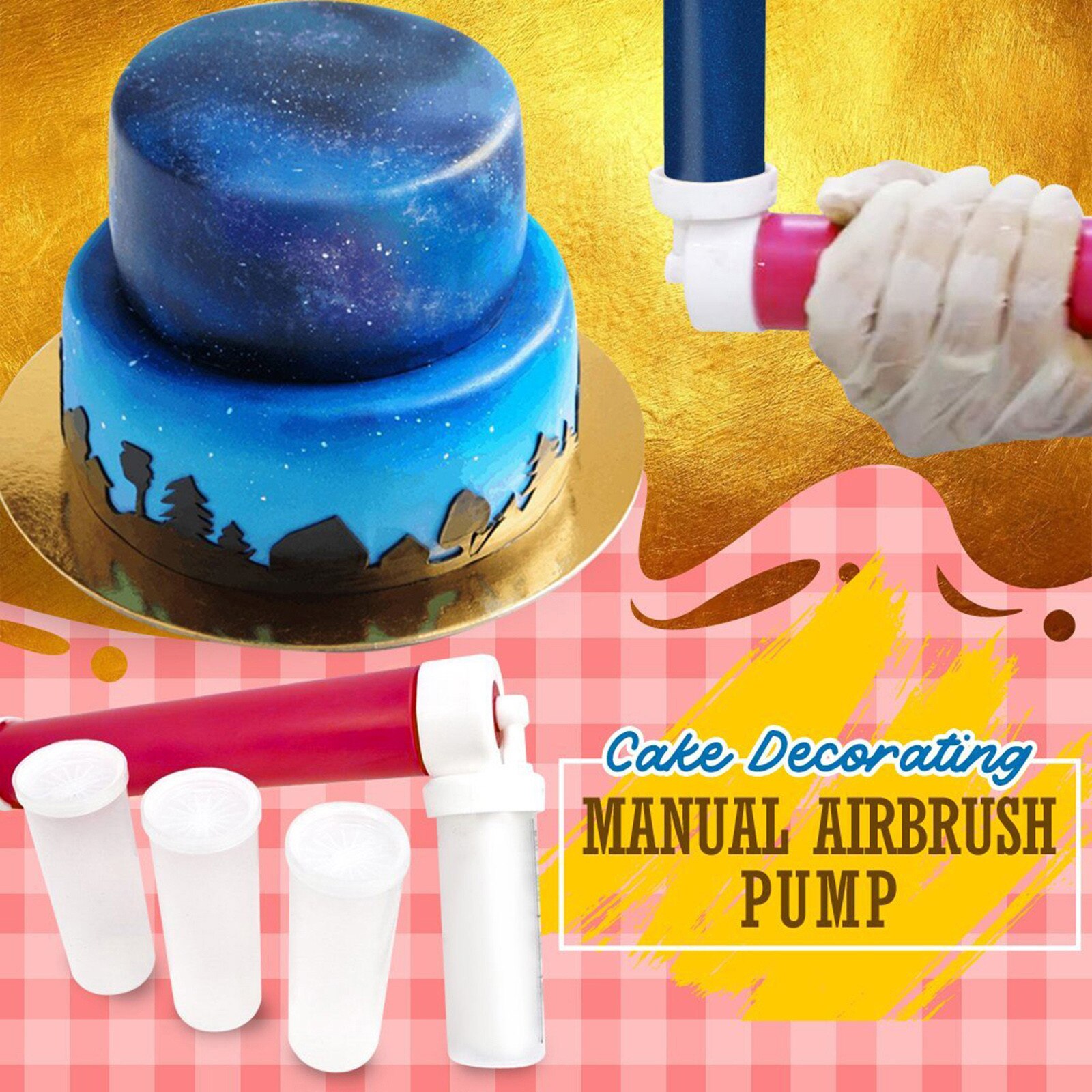 Cake Spuitpistool Taart Airbrush Coloring Spuit Stofdoek Handleiding Gieter Cake Decorating Gereedschap Bakken Tools