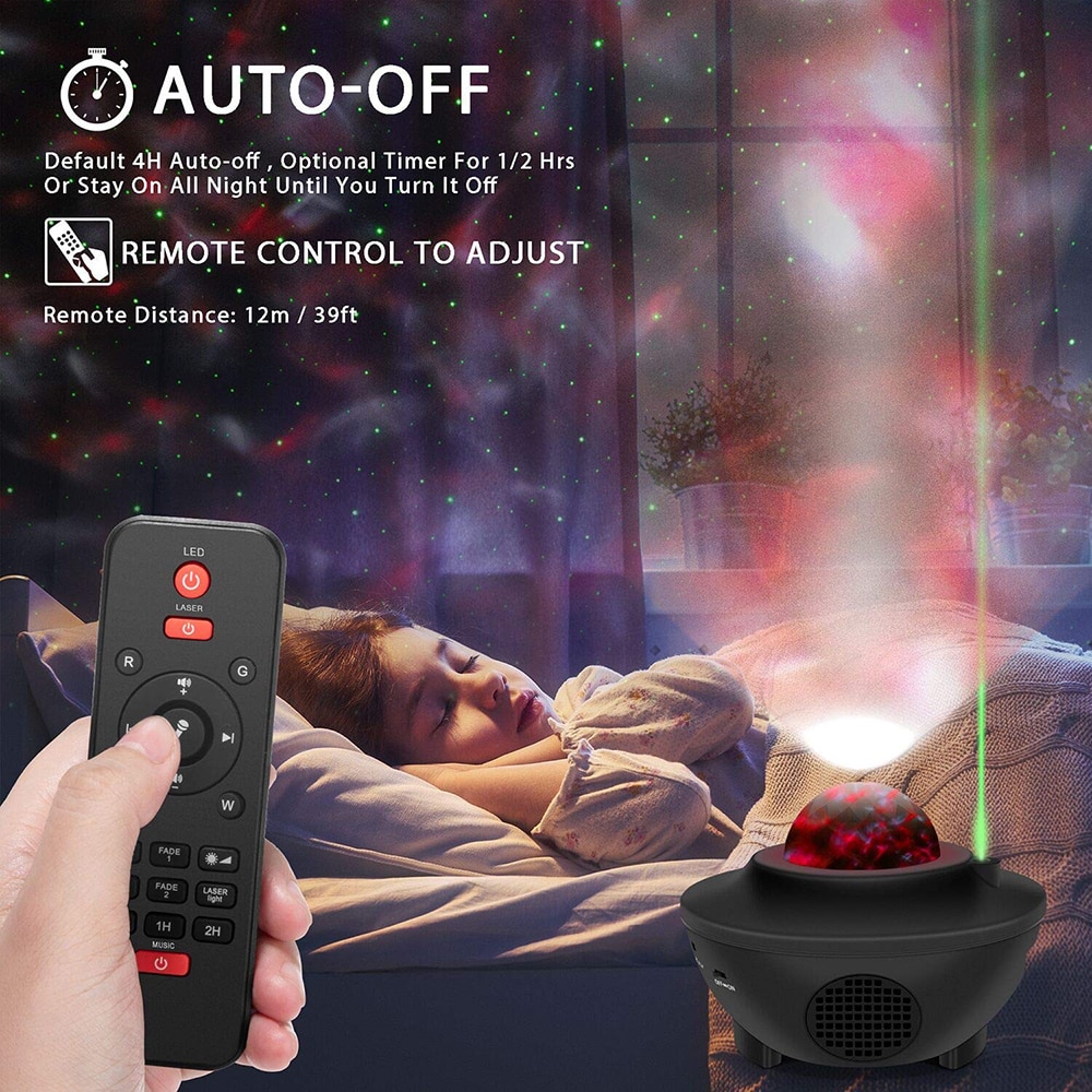 Sound-Activated LED Starry Water Wave Music Projector Light Bluetooth Music Player Remote Projector Light Wedding Decor D20