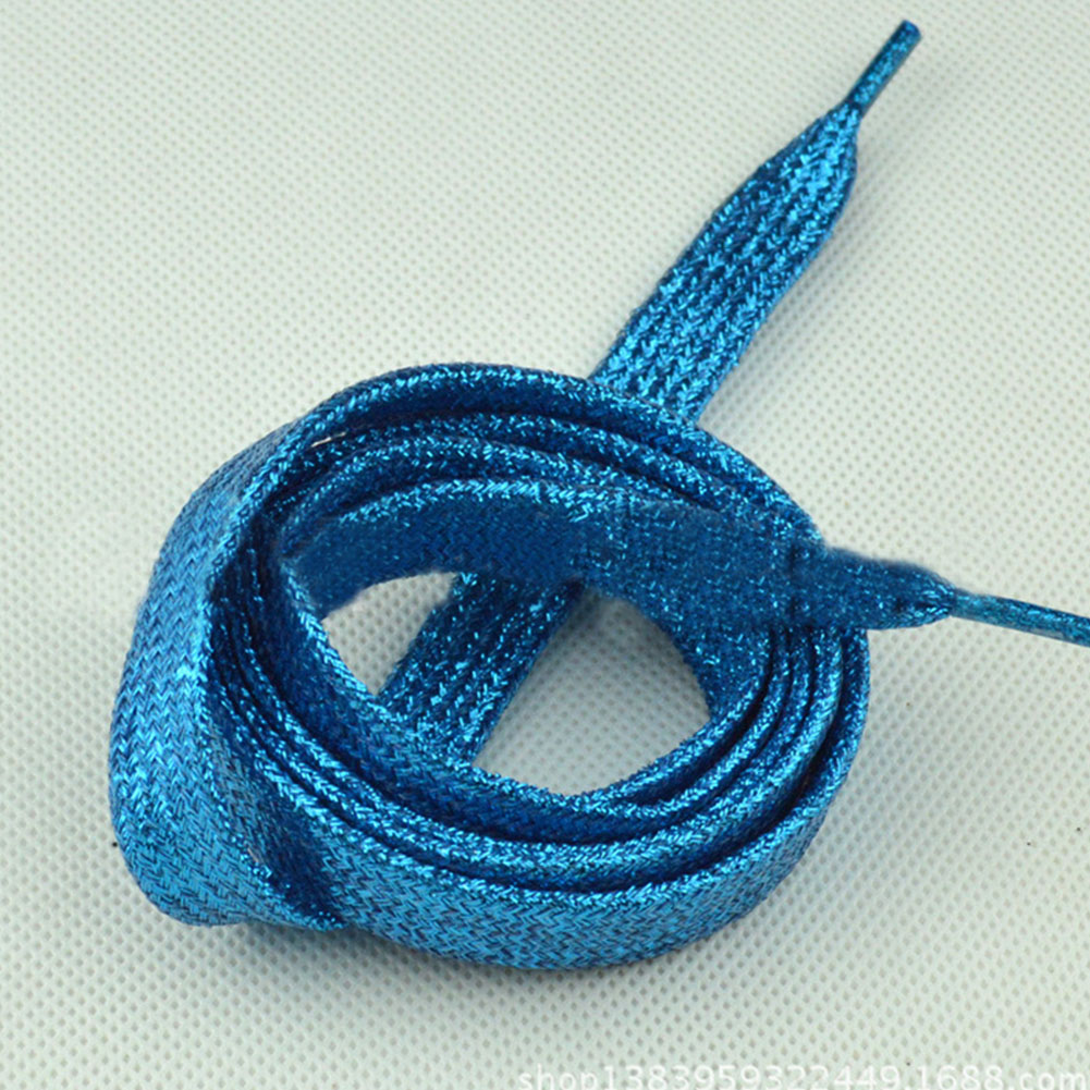 Cordones de hilo dorado y plateado brillante para zapatillas deportivas, cordones planos para correr, cordones de zapato colorido para hombre y mujer, 1 par: sky blue