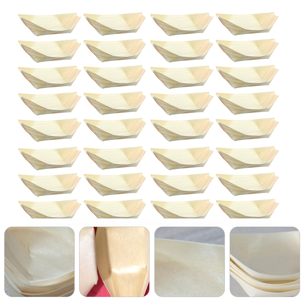 50Pcs Disposable Sushi Boat Sashimi Serving Dish Boat Shape Bowls Food Container: Default Title