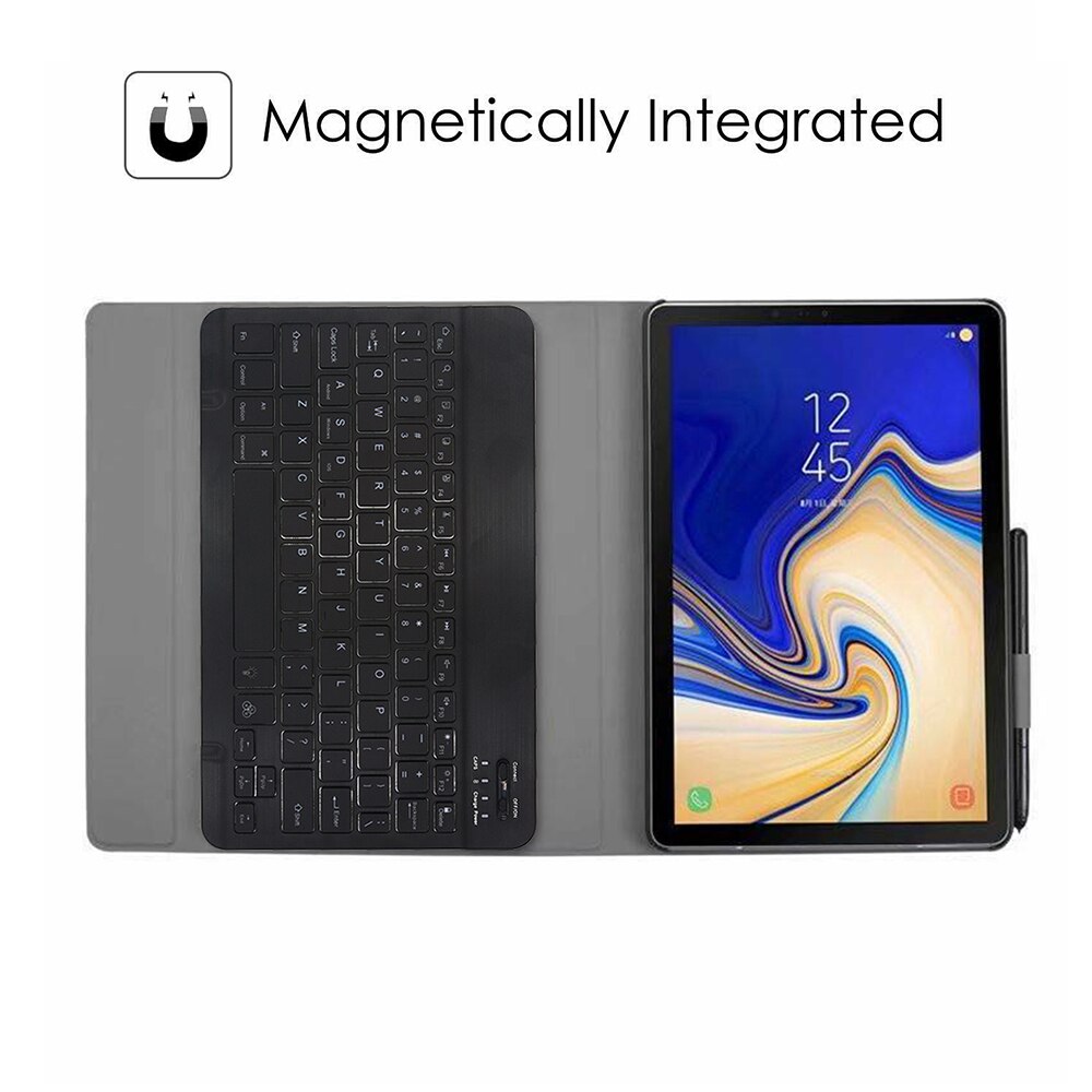 Teclado inalámbrico retroiluminado para Samsung Galaxy Tab S5e SM-T720 SM-T725 Funda de cuero PU con tapa y soporte con portalápices