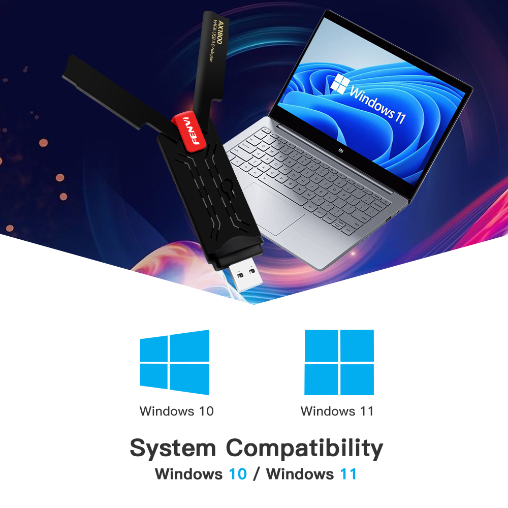 Fenvi WiFi 6 USB 3.0 Adapter AX1800 Dual Band 2.4G/5GHz Wifi6 USB Dongle Receiver Wireless Network Card MU-MIMO For PC Laptop
